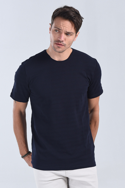 Erkek Lacivert Bisiklet Yaka Regular T-Shirt