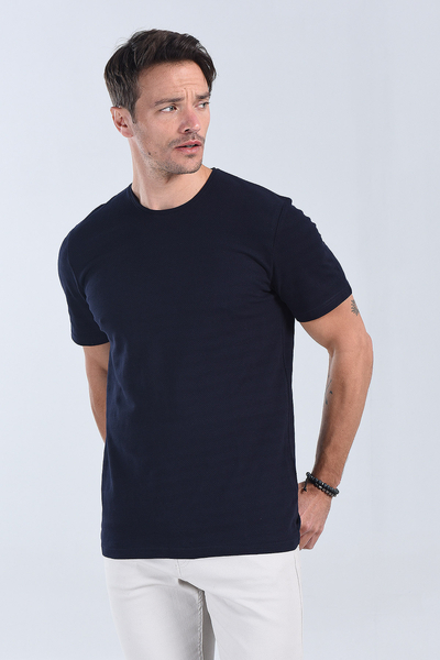 Erkek Lacivert Bisiklet Yaka Regular T-Shirt