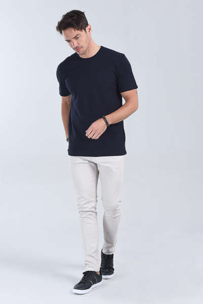 M Store - Erkek Lacivert Bisiklet Yaka Regular T-Shirt