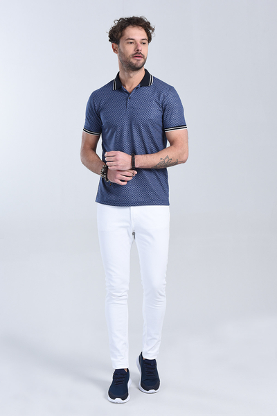 M Store - Erkek Lacivert Polo Yaka Regular T-Shirt