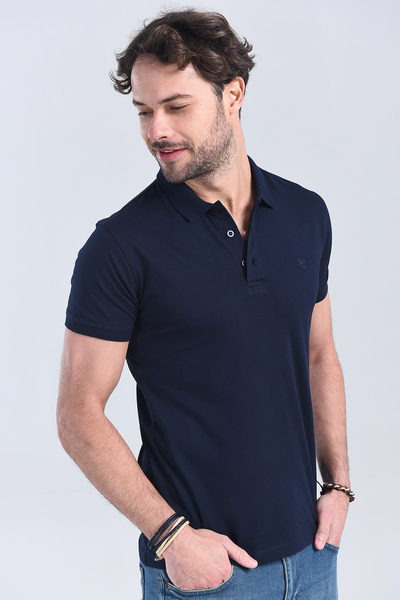 Erkek Lacivert Polo Yaka Regular T-Shirt