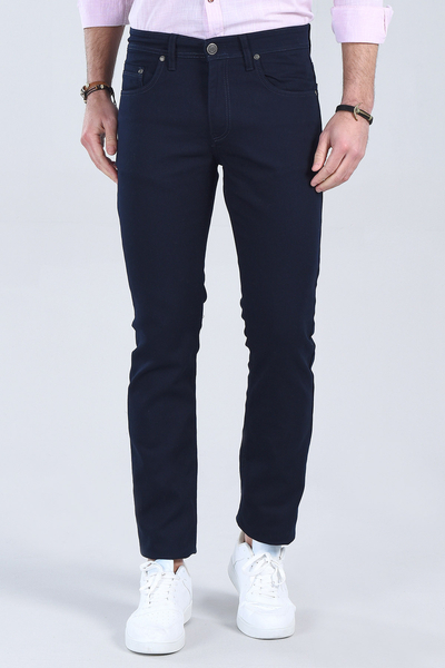 M Store - Erkek Lacivert Slim Fit Chino Pantolon