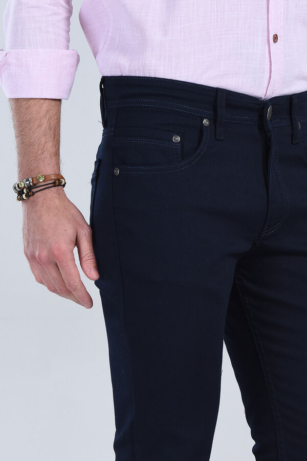 Erkek Lacivert Slim Fit Chino Pantolon - 3