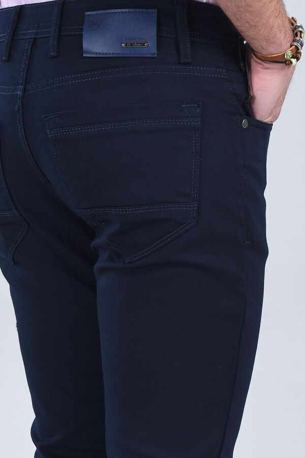 Erkek Lacivert Slim Fit Chino Pantolon - 4