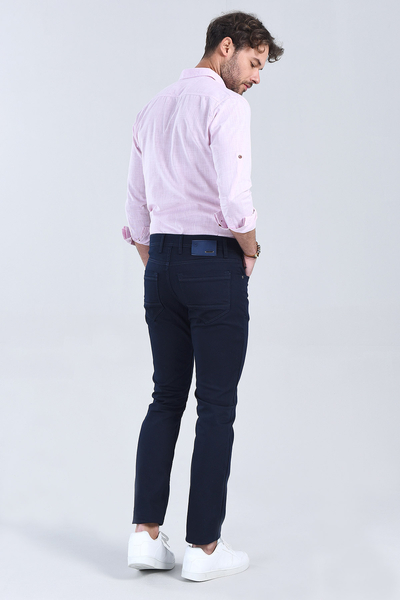 Erkek Lacivert Slim Fit Chino Pantolon