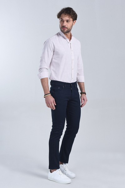 Erkek Lacivert Slim Fit Denim