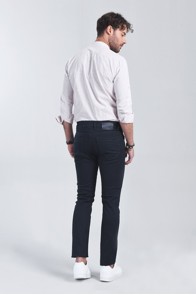 Erkek Lacivert Slim Fit Denim
