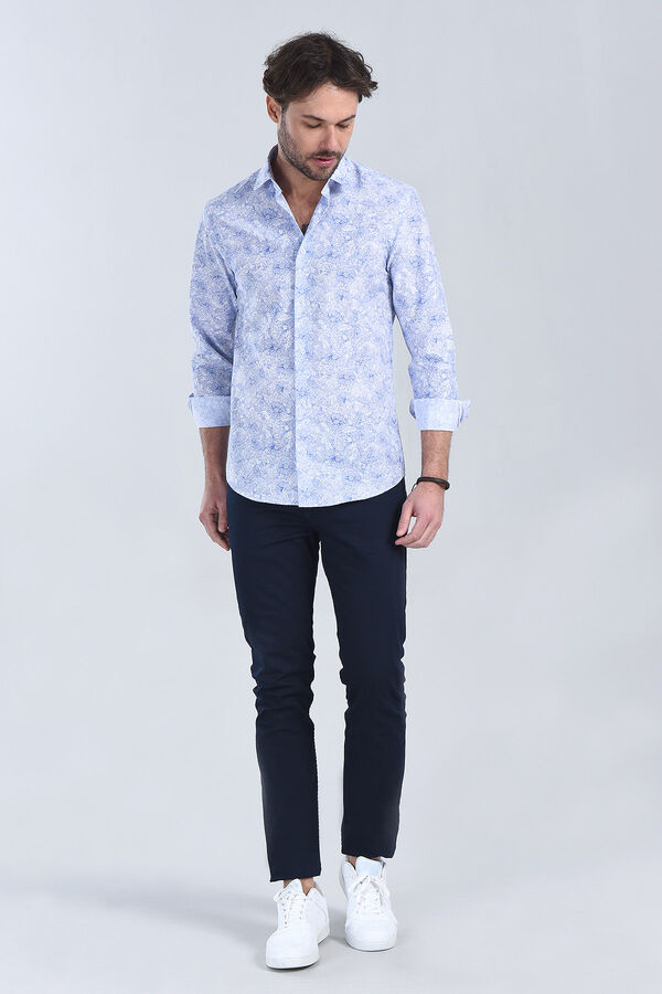 Erkek Lacivert Slim Fit Gömlek - 1