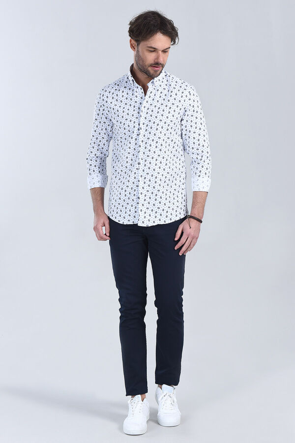 Erkek Lacivert Slim Fit Gömlek - 1