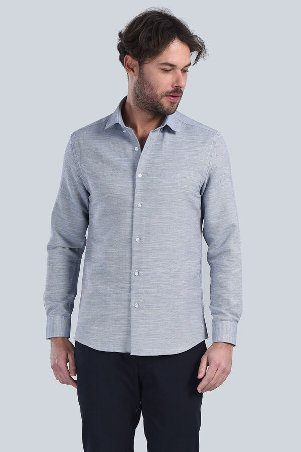 Erkek Lacivert Slim Fit Gömlek - 1