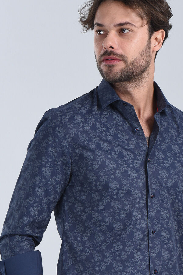 Erkek Lacivert Slim Fit Gömlek - 3