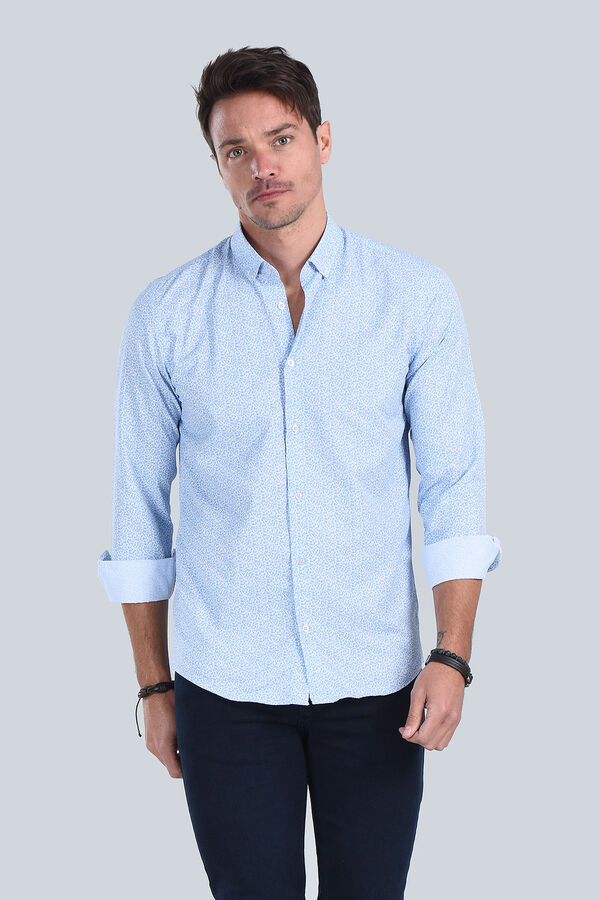 Erkek Mavi Slim Fit Gömlek - 1