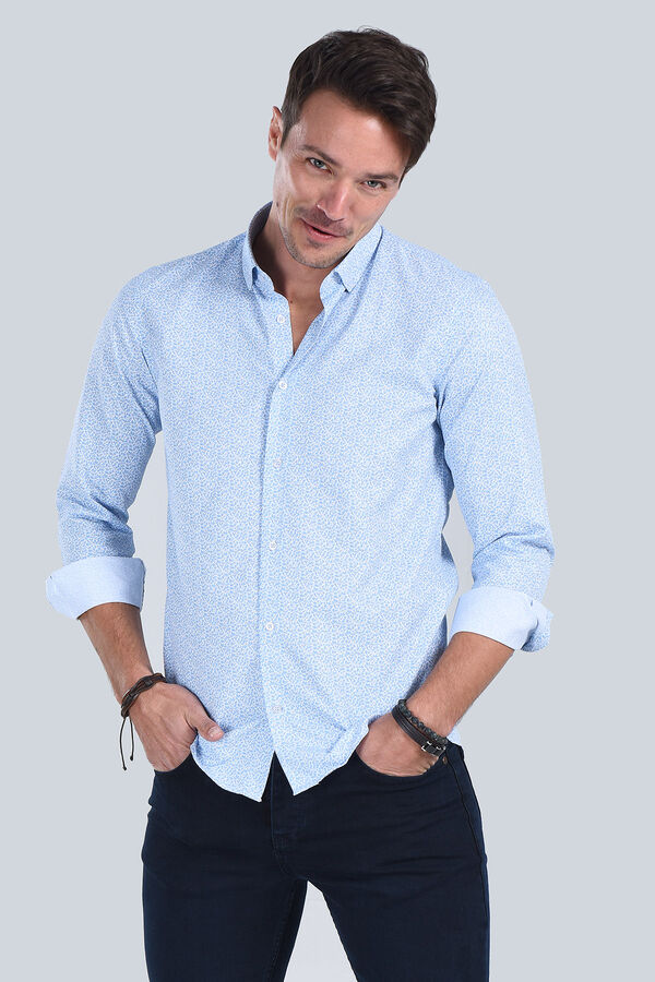 Erkek Mavi Slim Fit Gömlek - 3