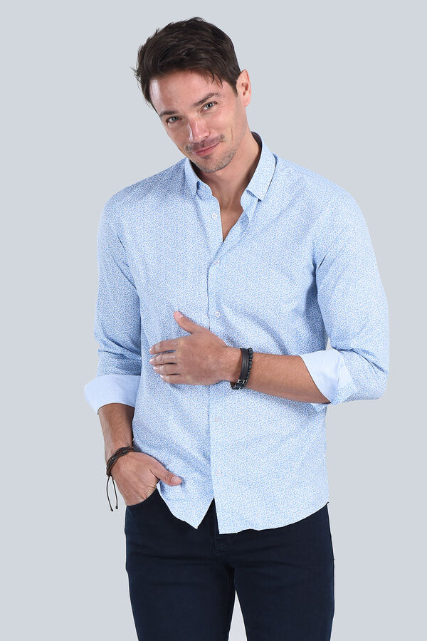 Erkek Mavi Slim Fit Gömlek - 4