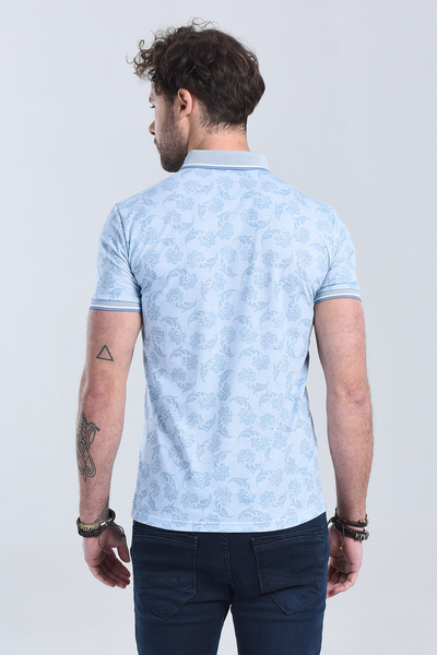 Erkek Mavi Polo Yaka Regular T-Shirt