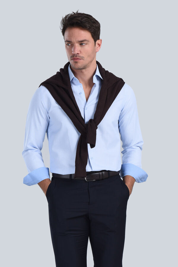 Erkek Mavi Slim Fit Gömlek - 1
