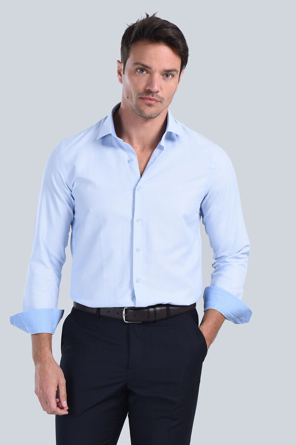 Erkek Mavi Slim Fit Gömlek - 3