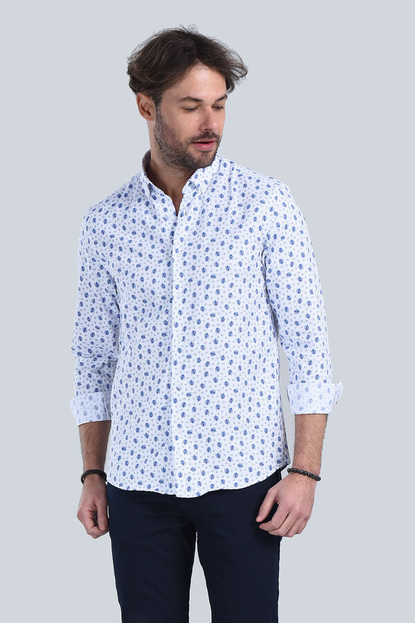 Erkek Mavi Slim Fit Gömlek - 1