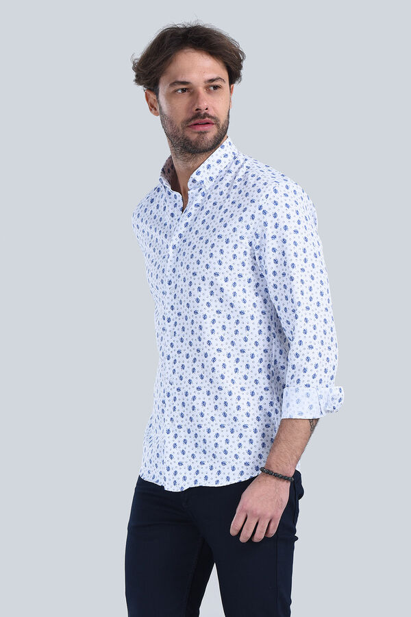 Erkek Mavi Slim Fit Gömlek - 2