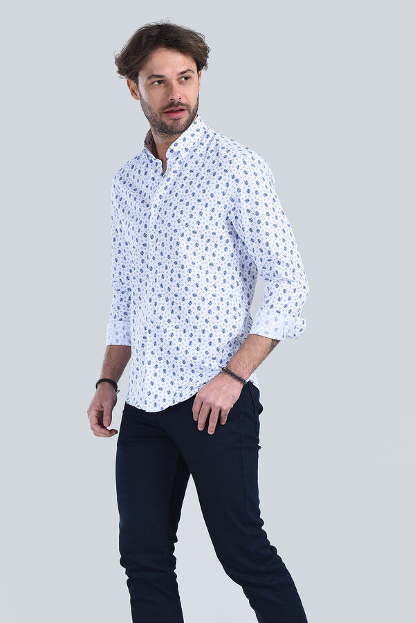 Erkek Mavi Slim Fit Gömlek - 3