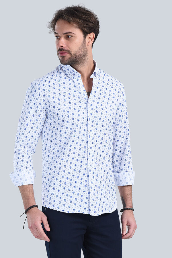 Erkek Mavi Slim Fit Gömlek - 4