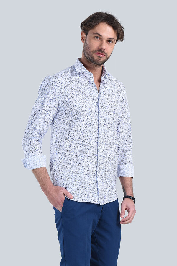 Erkek Mavi Slim Fit Gömlek - 4