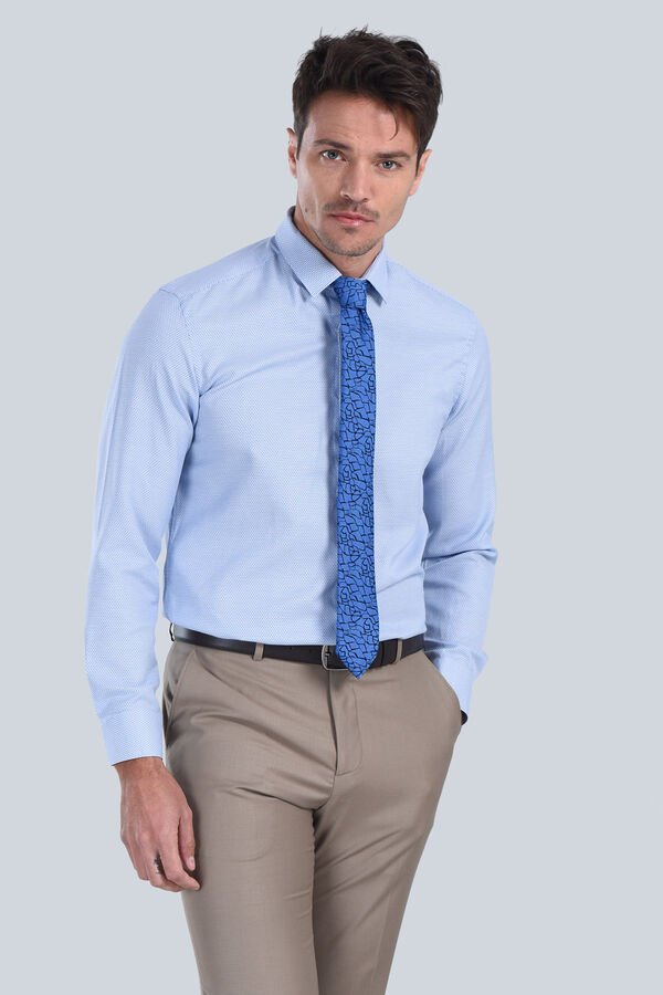 Erkek Mavi Slim Fit Gömlek - 3