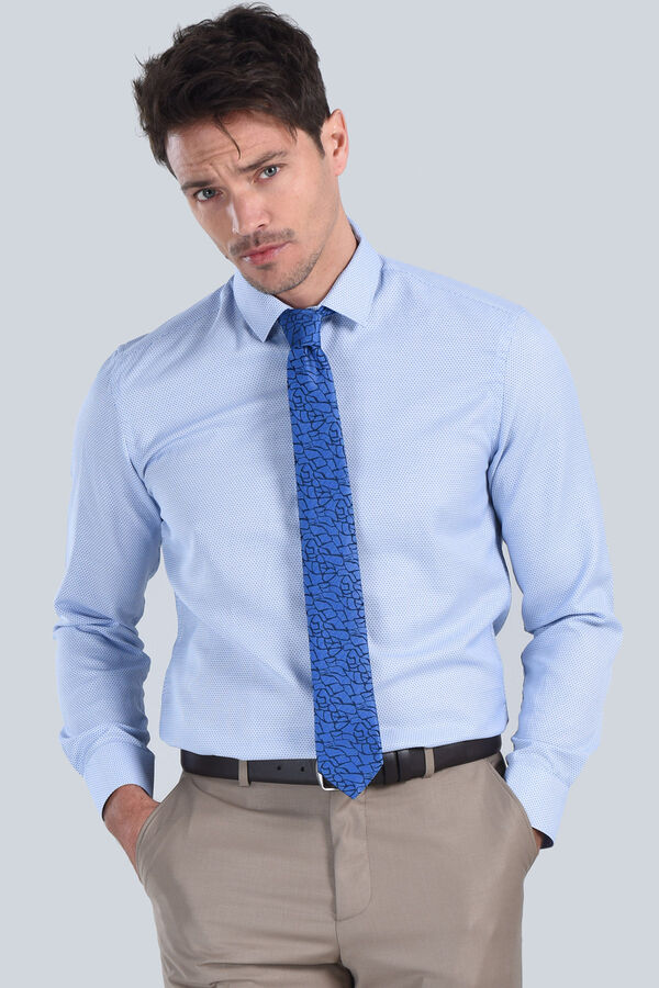 Erkek Mavi Slim Fit Gömlek - 4