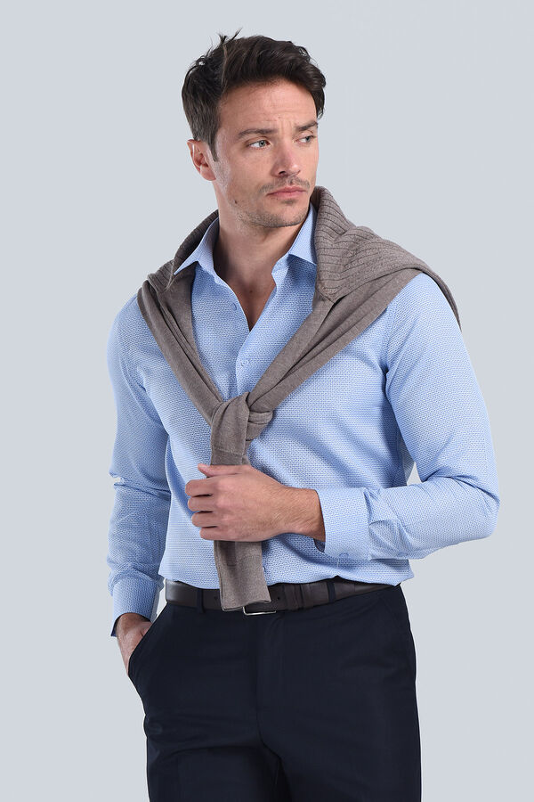 Erkek Mavi Slim Fit Gömlek - 2