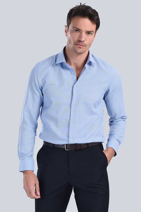 Erkek Mavi Slim Fit Gömlek - 3