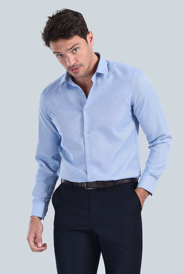 Erkek Mavi Slim Fit Gömlek - 4