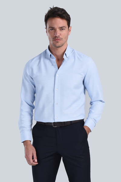 M Store - Erkek Mavi Slim Fit Gömlek