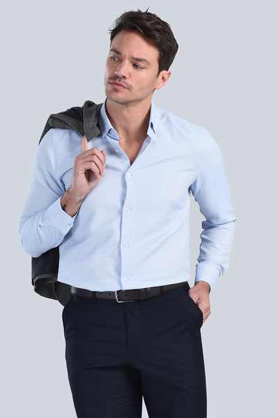 Erkek Mavi Slim Fit Gömlek