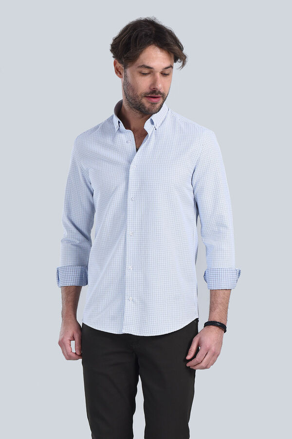 Erkek Mavi Slim Fit Gömlek - 1