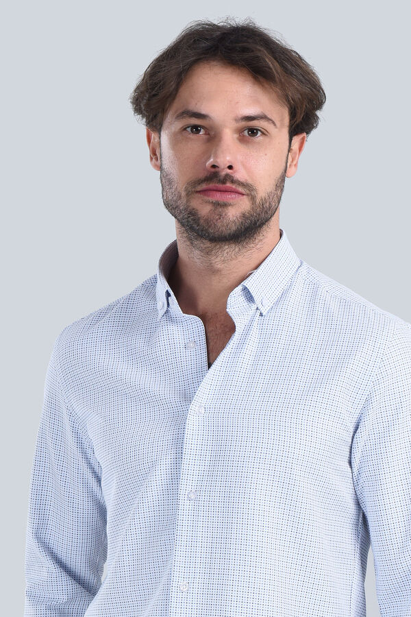 Erkek Mavi Slim Fit Gömlek - 3