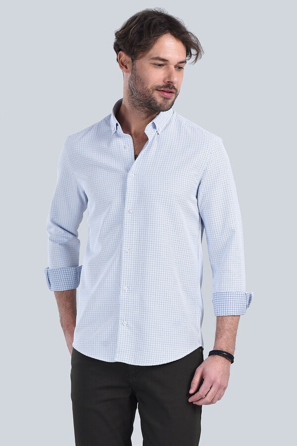 Erkek Mavi Slim Fit Gömlek - 4