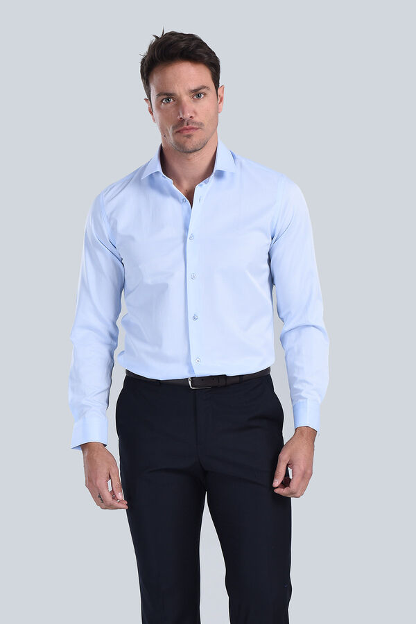 Erkek Mavi Slim Fit Gömlek - 1