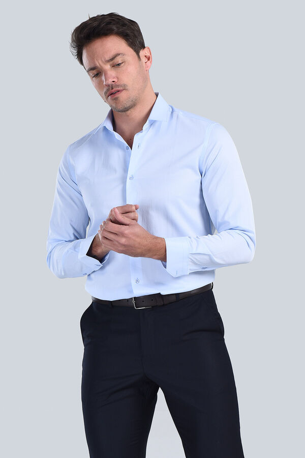 Erkek Mavi Slim Fit Gömlek - 2