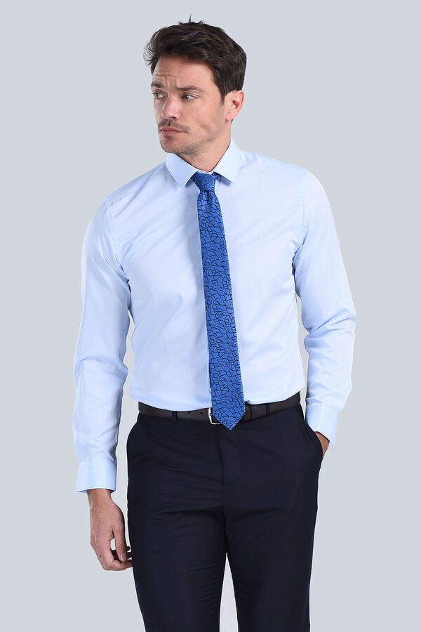 Erkek Mavi Slim Fit Gömlek - 3