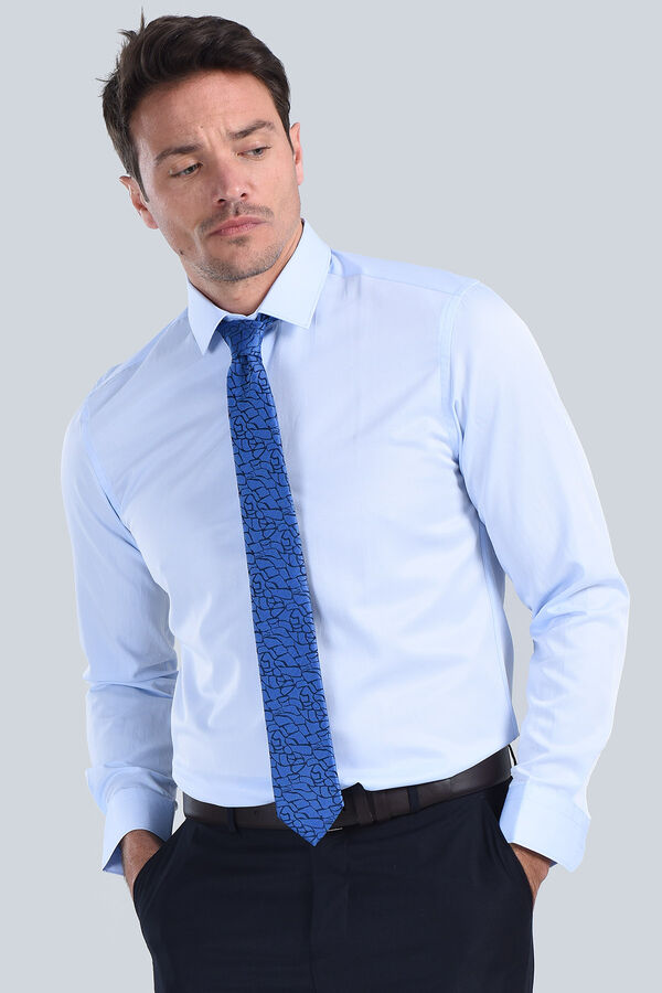 Erkek Mavi Slim Fit Gömlek - 4