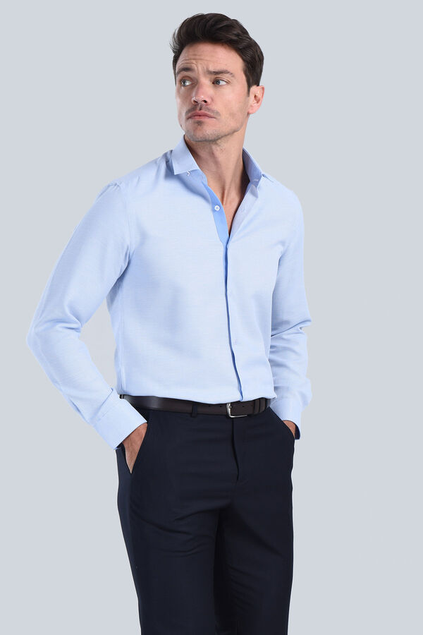 Erkek Mavi Slim Fit Gömlek - 2
