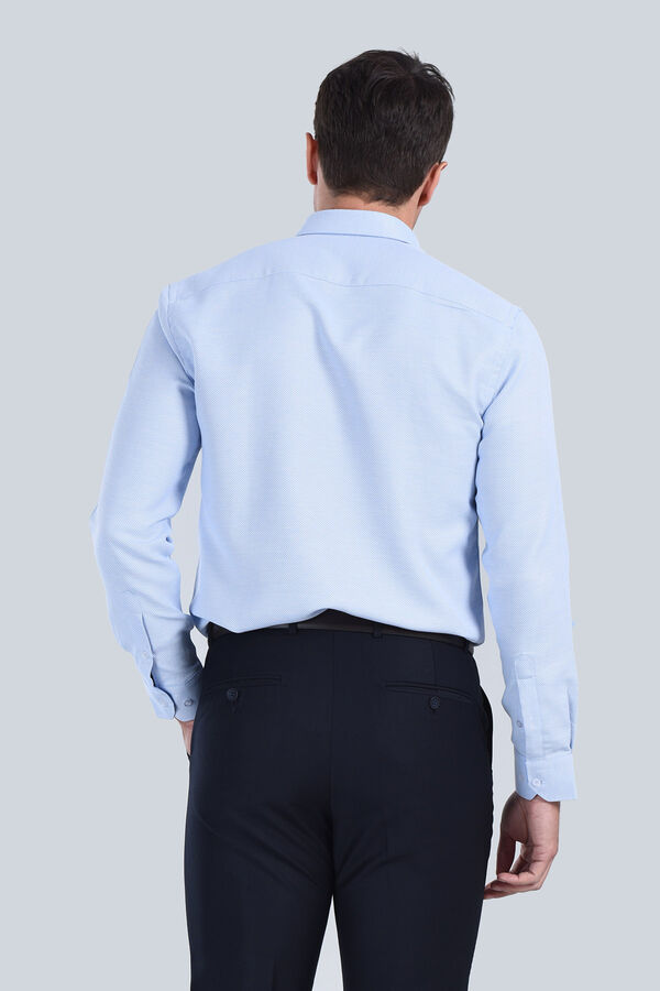 Erkek Mavi Slim Fit Gömlek - 5