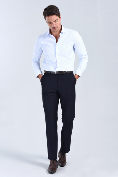 M Store - Erkek Mavi Slim Fit Gömlek
