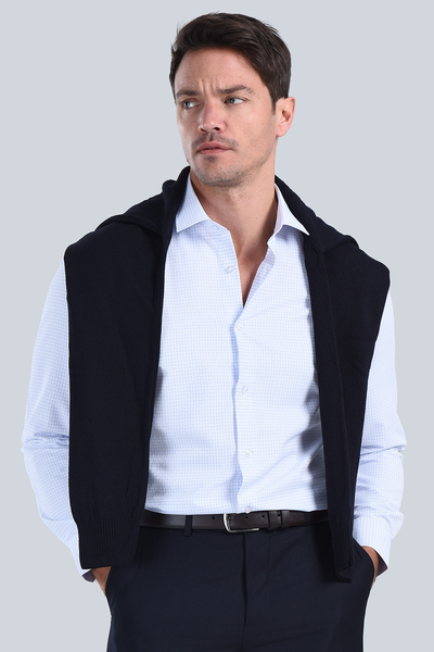 Erkek Mavi Slim Fit Gömlek