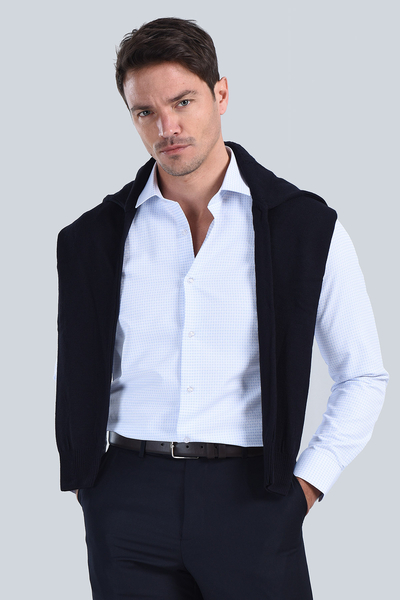 Erkek Mavi Slim Fit Gömlek