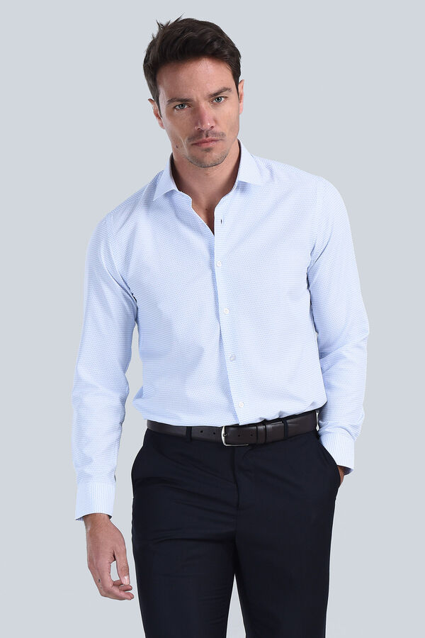 Erkek Mavi Slim Fit Gömlek - 1