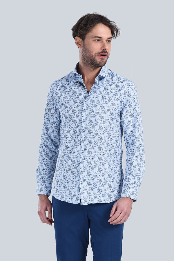 Erkek Mavi Slim Fit Gömlek - 4