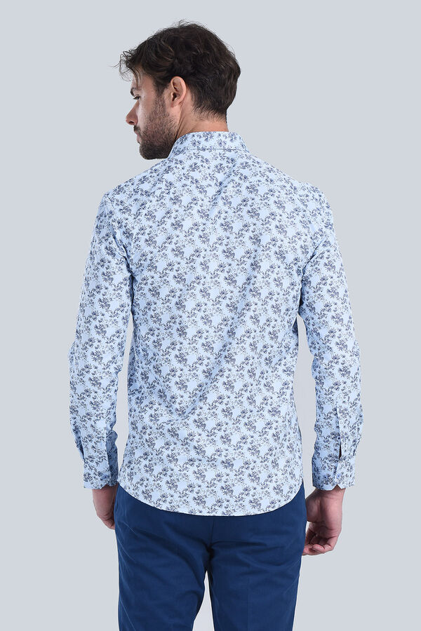 Erkek Mavi Slim Fit Gömlek - 5
