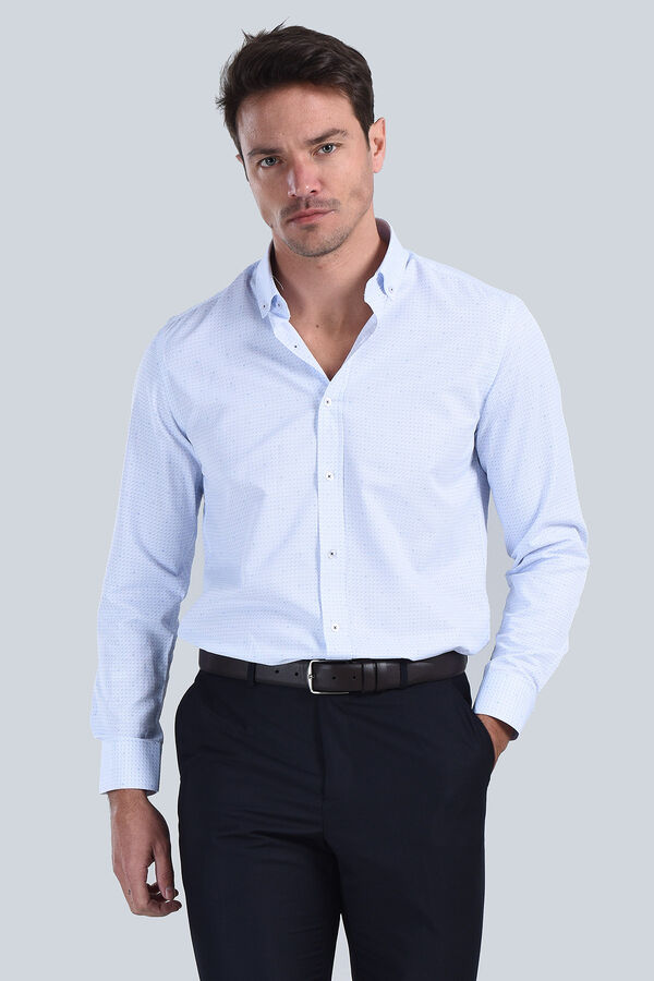 Erkek Mavi Slim Fit Gömlek - 1