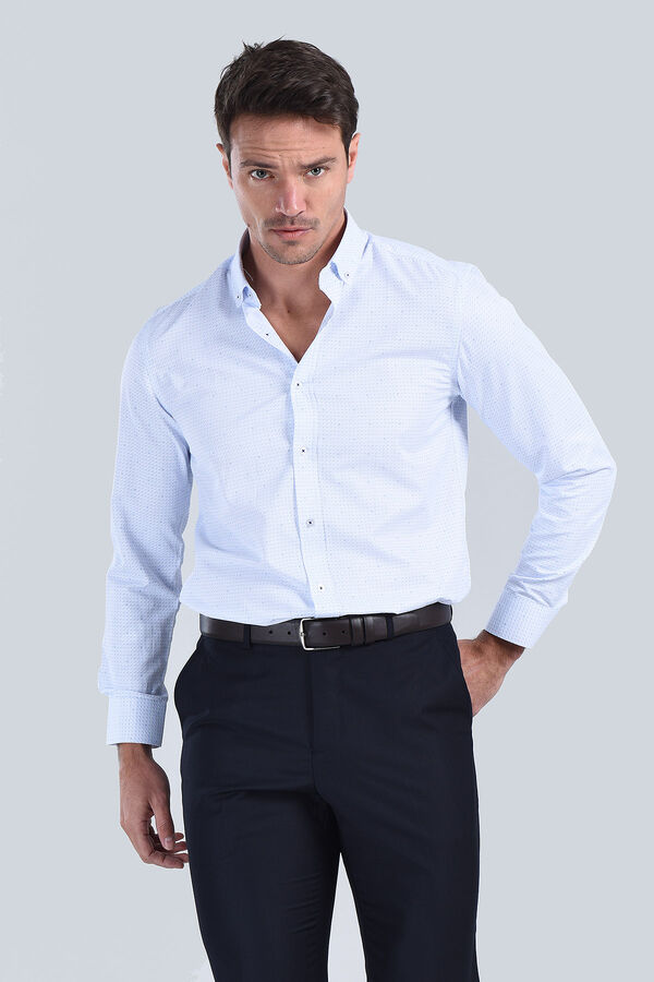 Erkek Mavi Slim Fit Gömlek - 2